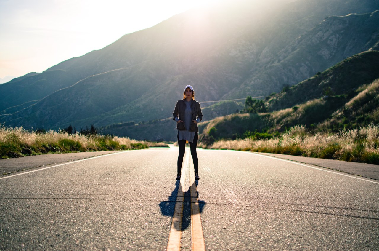 girl standing in road, confident girl, chasing dreams, new year, resolutions, year of pursuit, chase your dreams