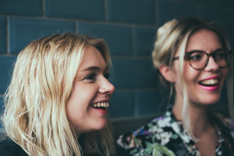 two blonde friends