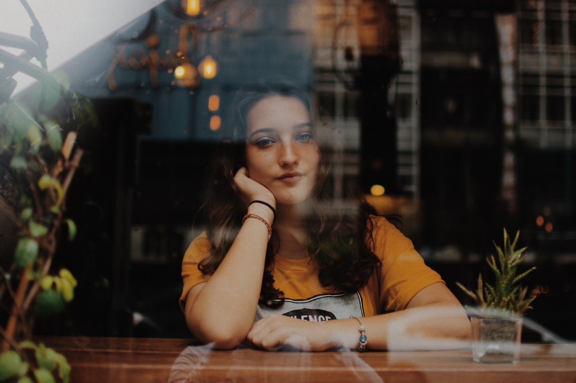 A girl in a window 