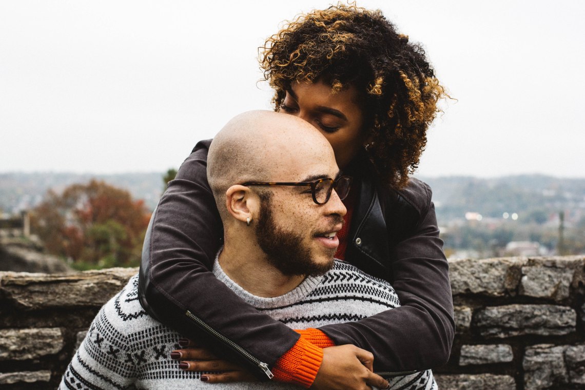 couple kissing and hugging