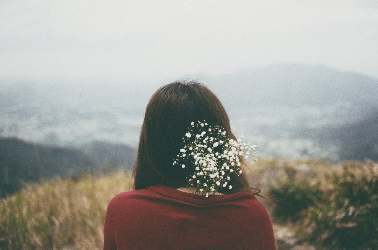 girl with baby's breath red sweater