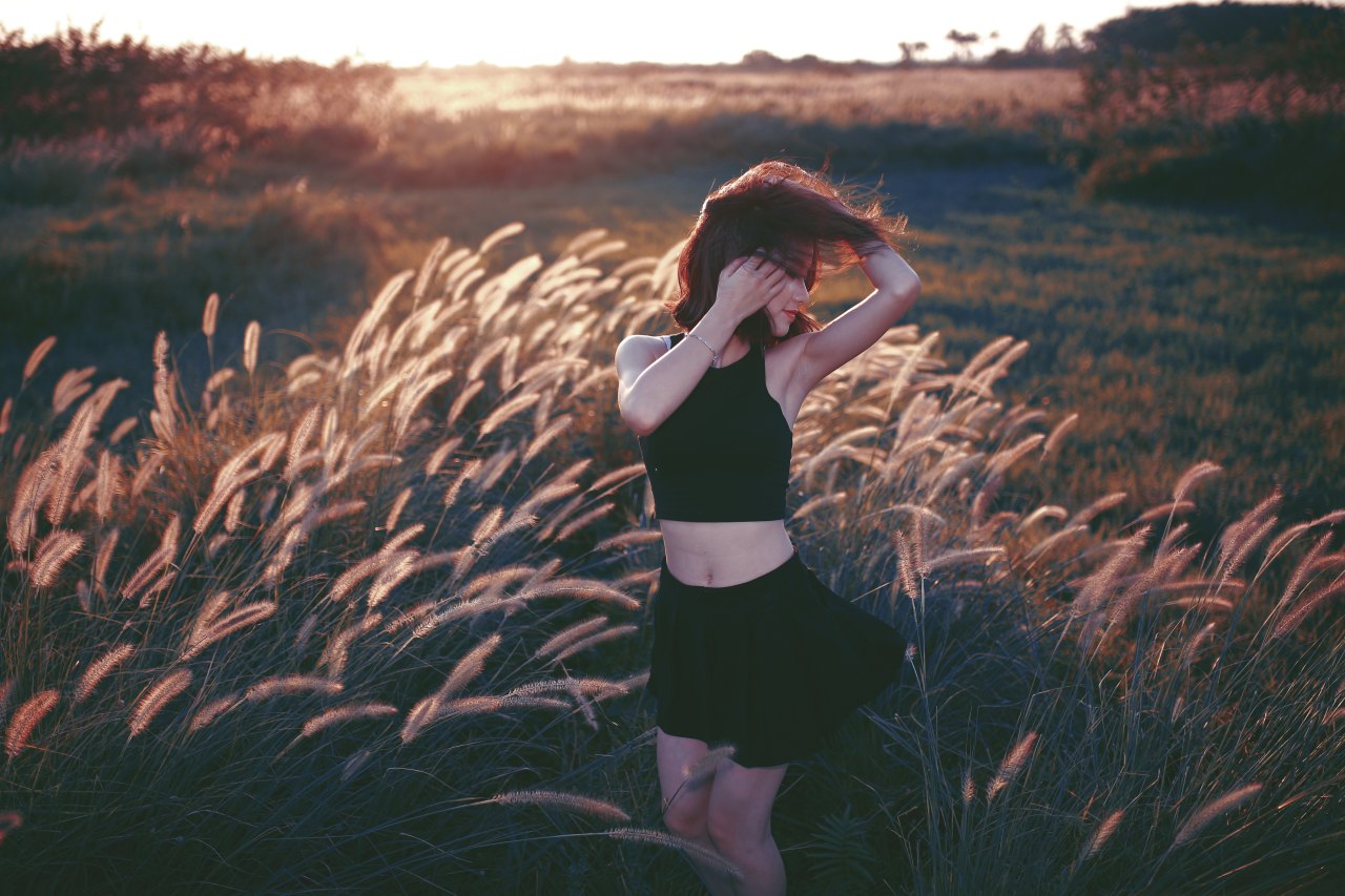 girl in a bunch of wheat