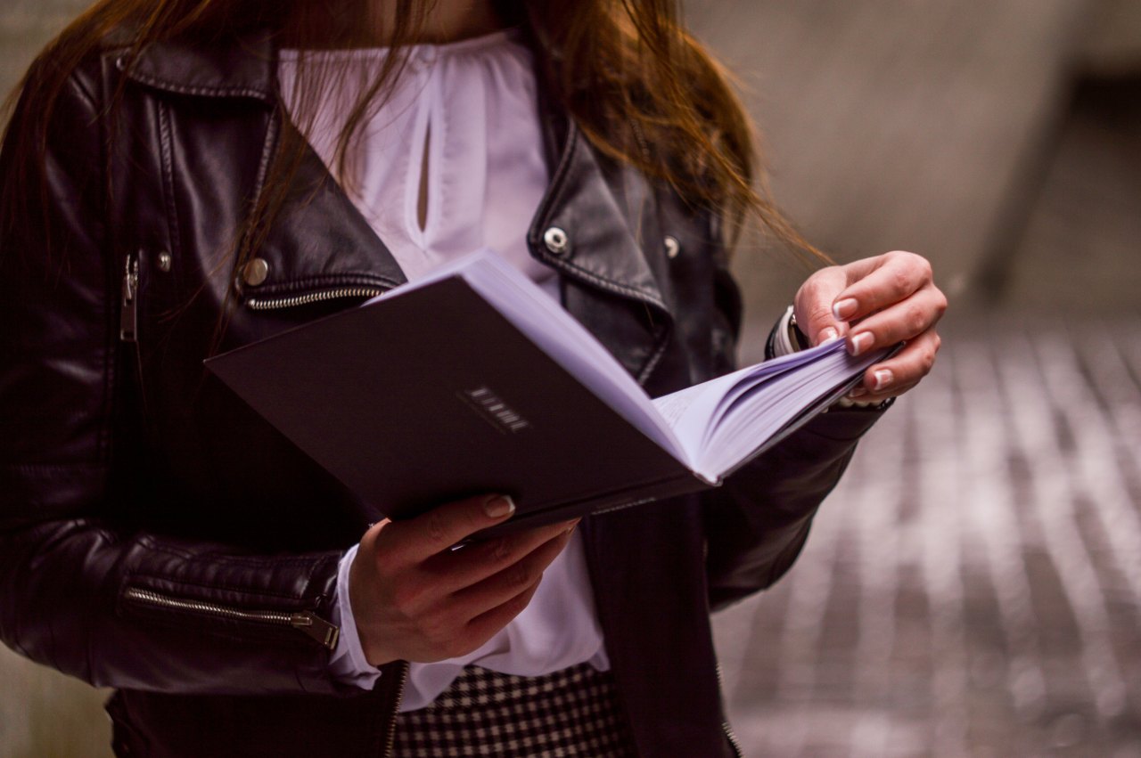 woman reading book