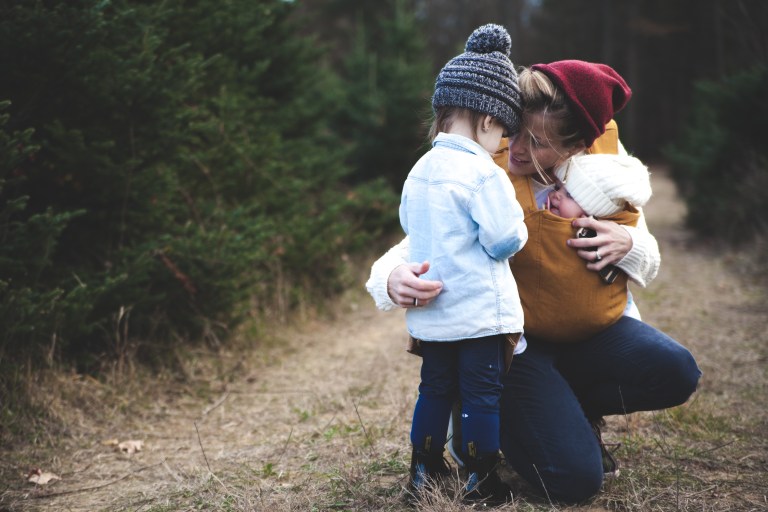 woman with kids