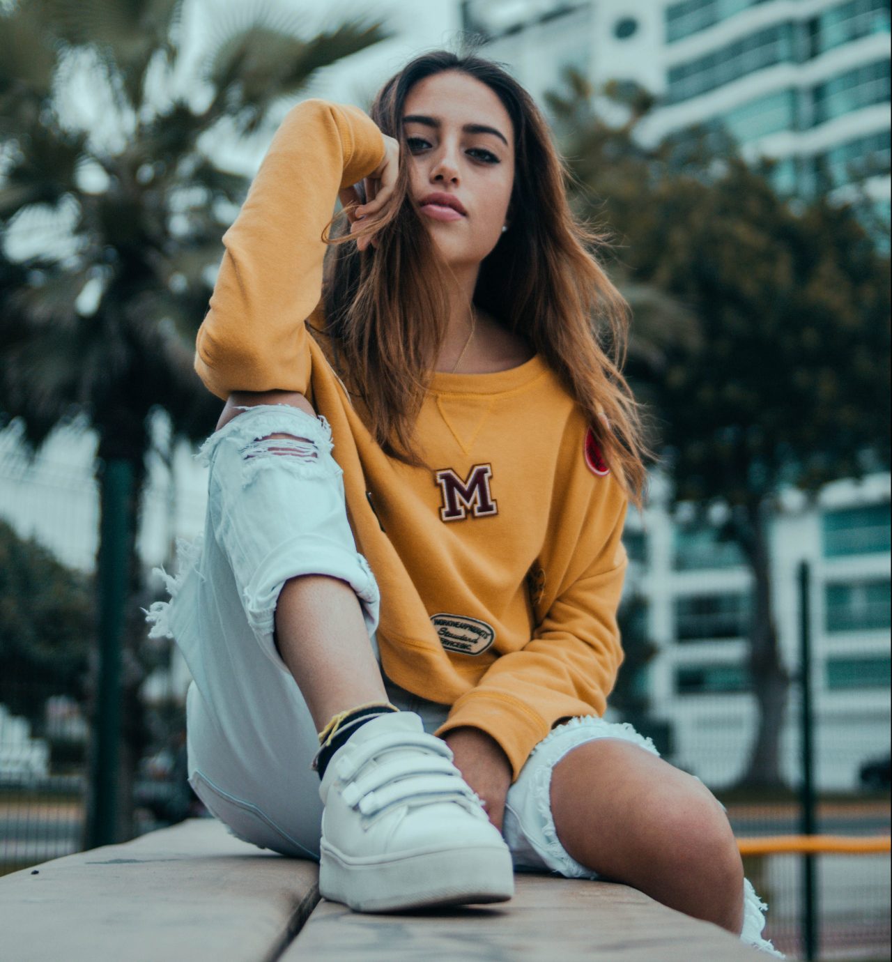 woman sitting on bench