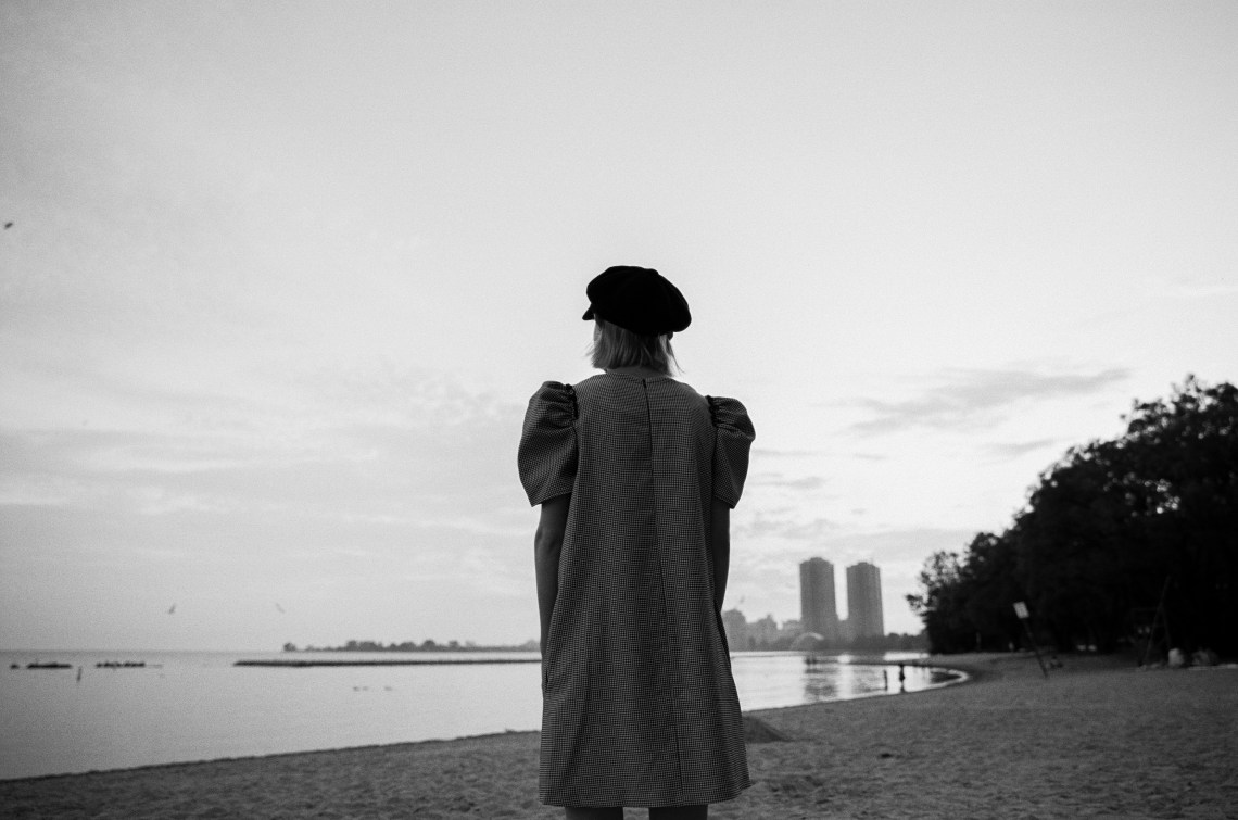 woman standing on beach