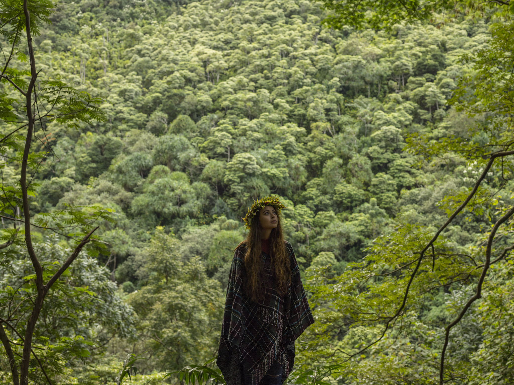 girl in a green forest spiritual