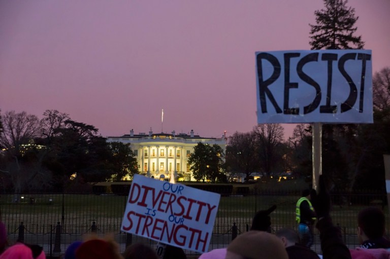 white house trump signs