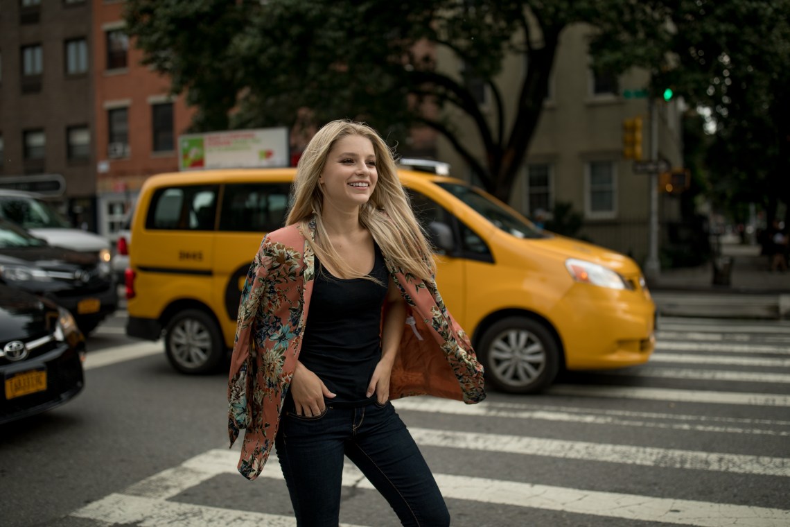 woman walking in NYC