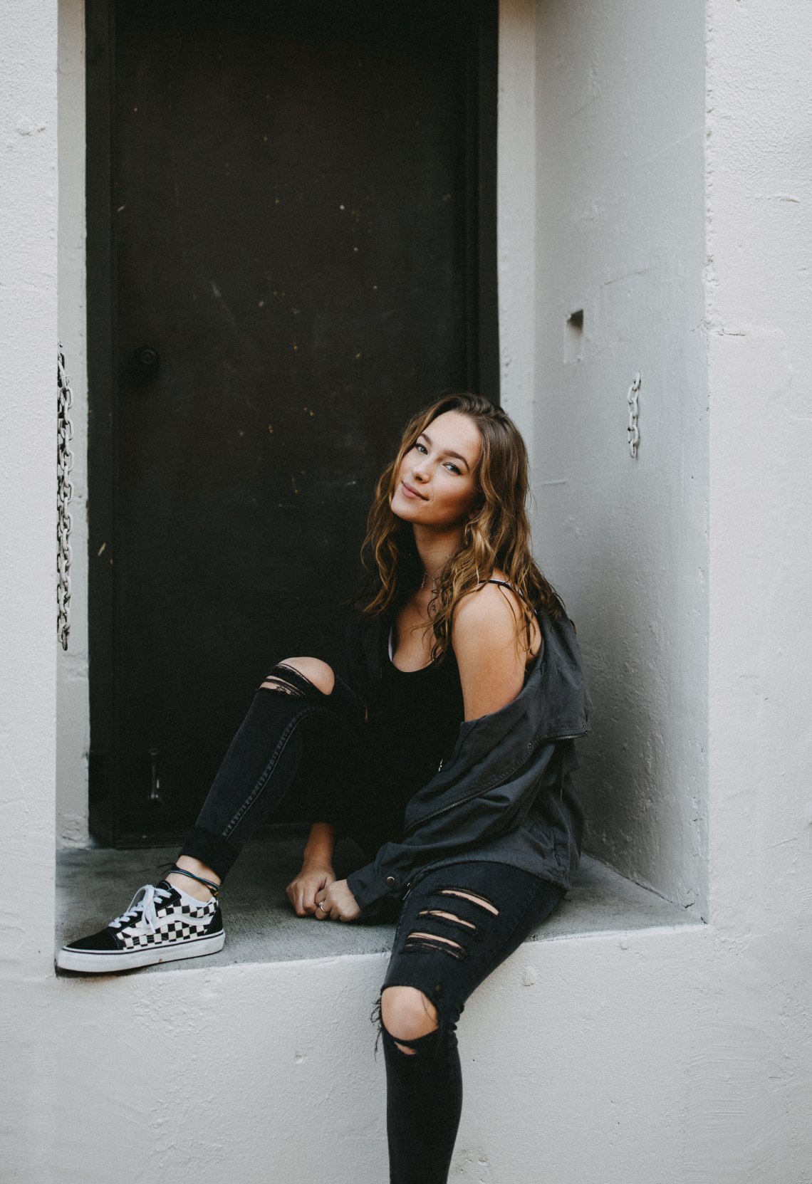 cute girl on a ledge