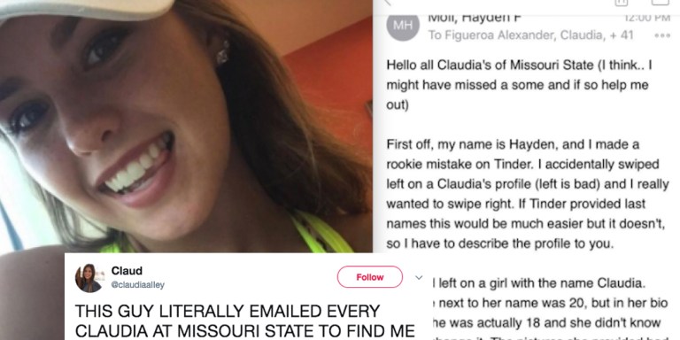 This Guy Accidentally Swiped Left On The Girl Of His Dreams, So He Emailed Everyone At School With The Same Name To Find Her