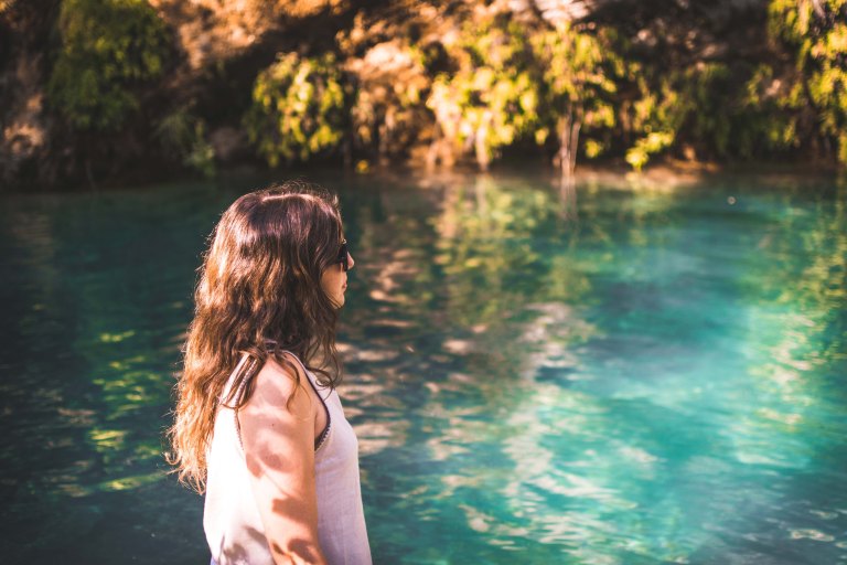 girl and a river