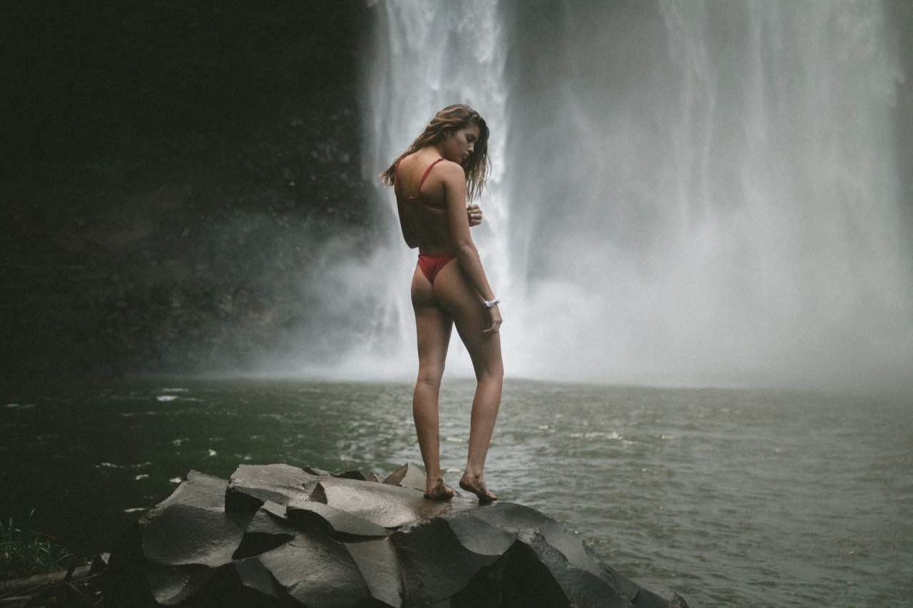 girl in a waterfall