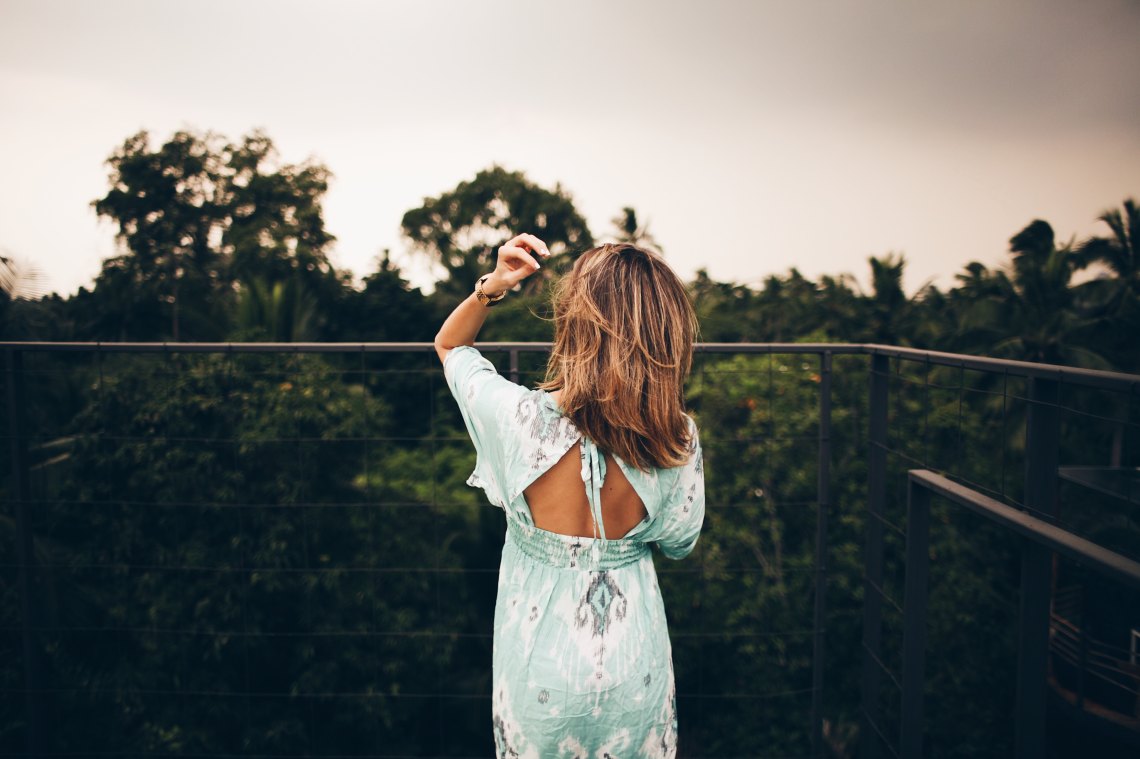 woman standing in garden