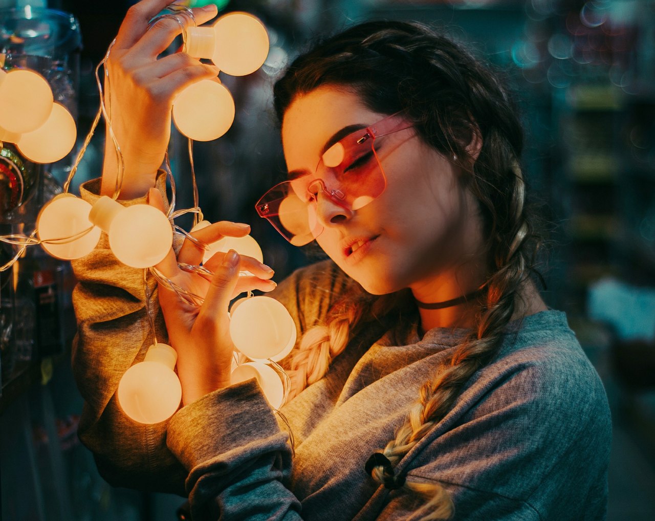 girl and lights