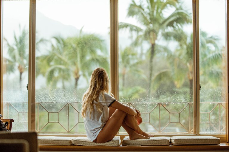 woman sitting and waiting