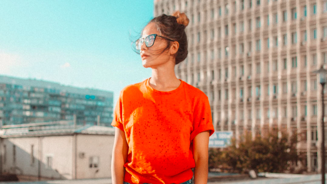 Woman standing in city