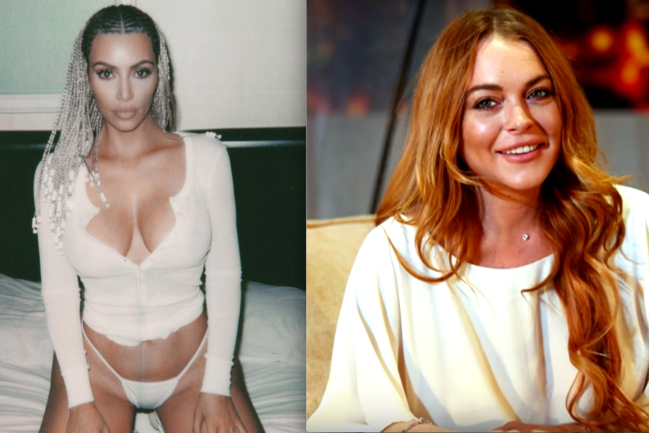 Kim Kardashian with cornrows and Lindsay Lohan