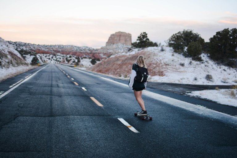 girl longboarding