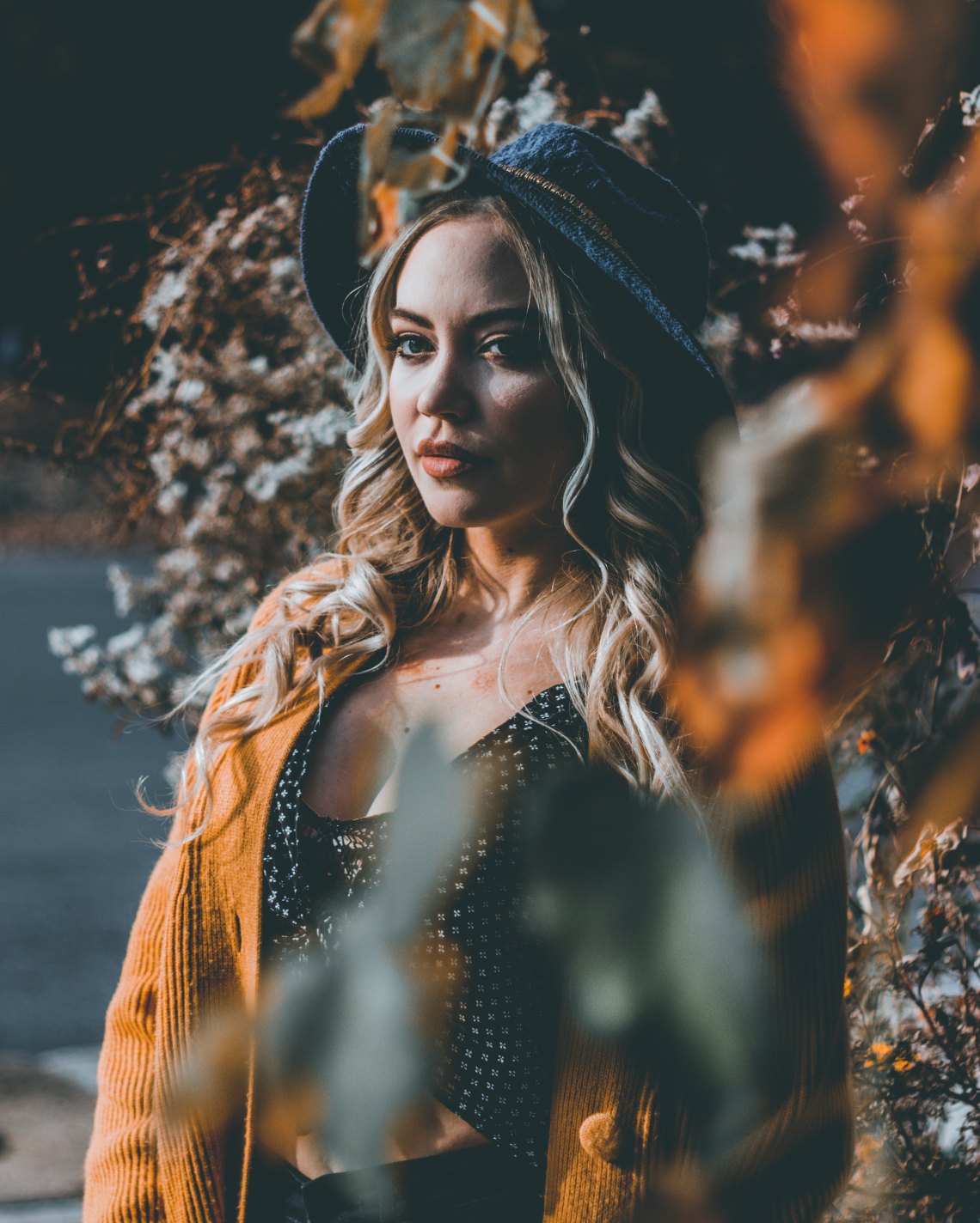 woman standing in forest