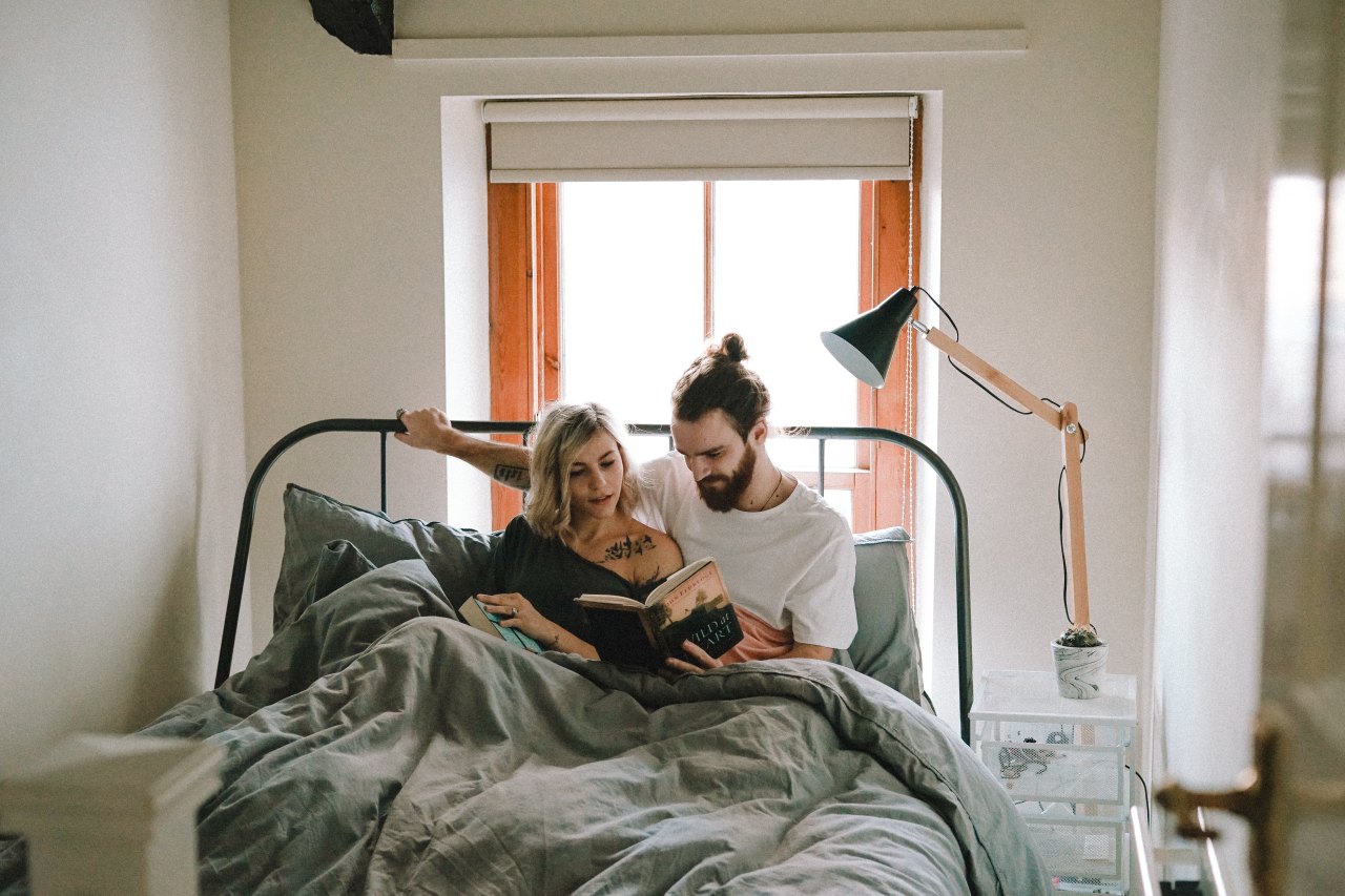 couple in bed reading, happy couple, couple in love, loving you, loving you forever, our love, poetry