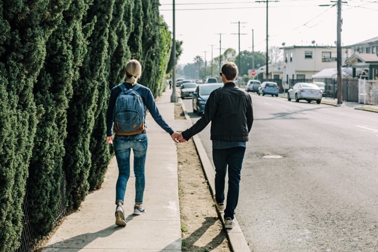 couple walking on street