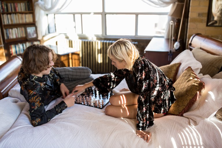 couple playing chess