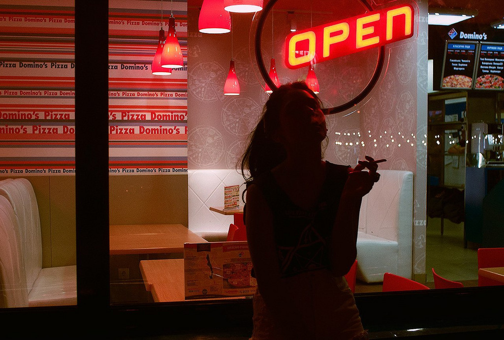 open sign smoking neon