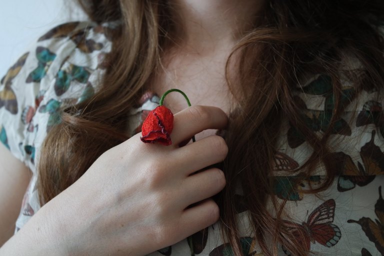 withered rose hair hands