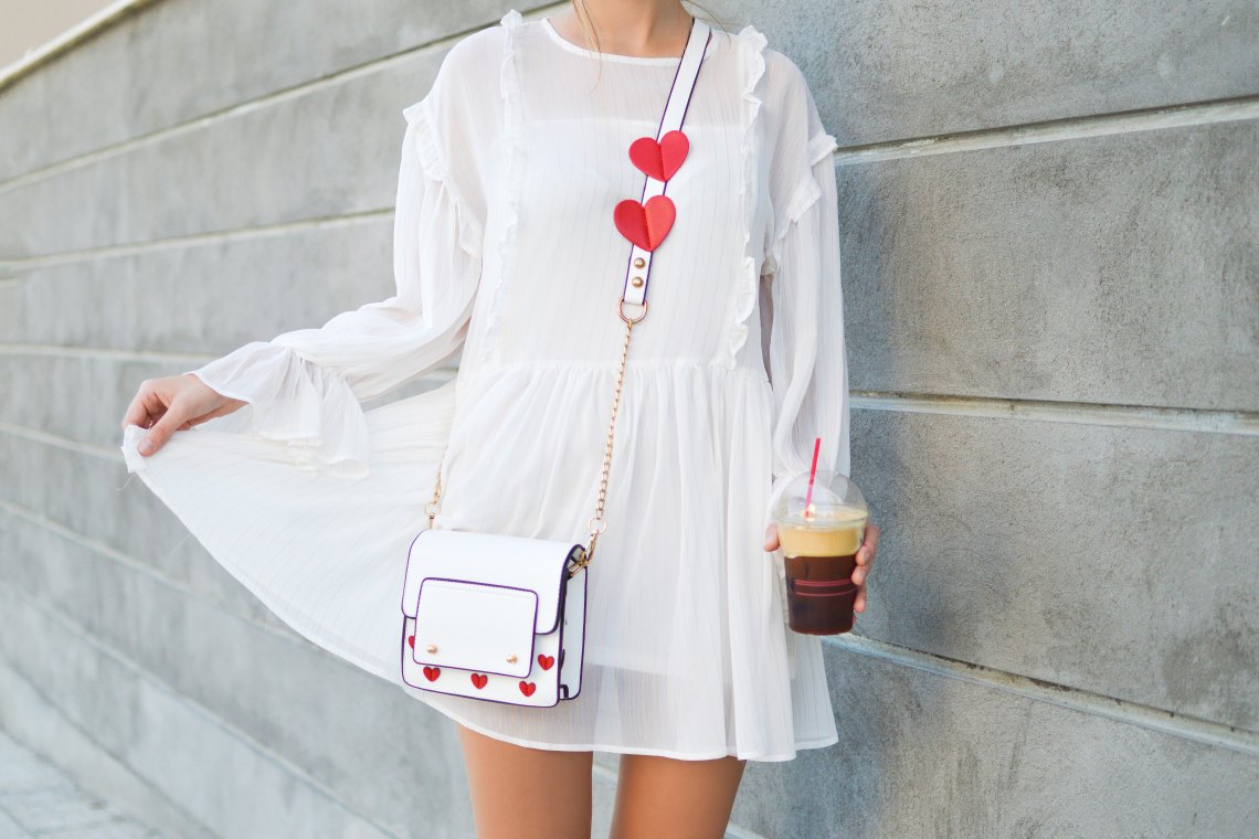 White dress iced coffee