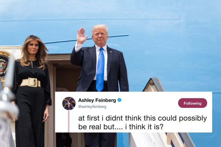 President Donald Trump and First Lady Melania Trump getting off their plane