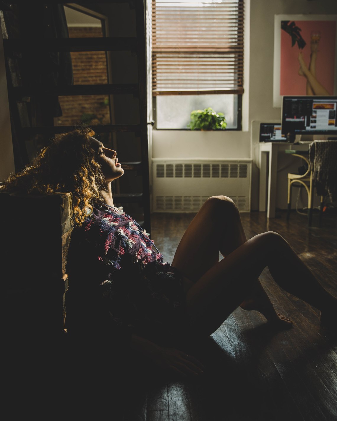 woman sitting alone