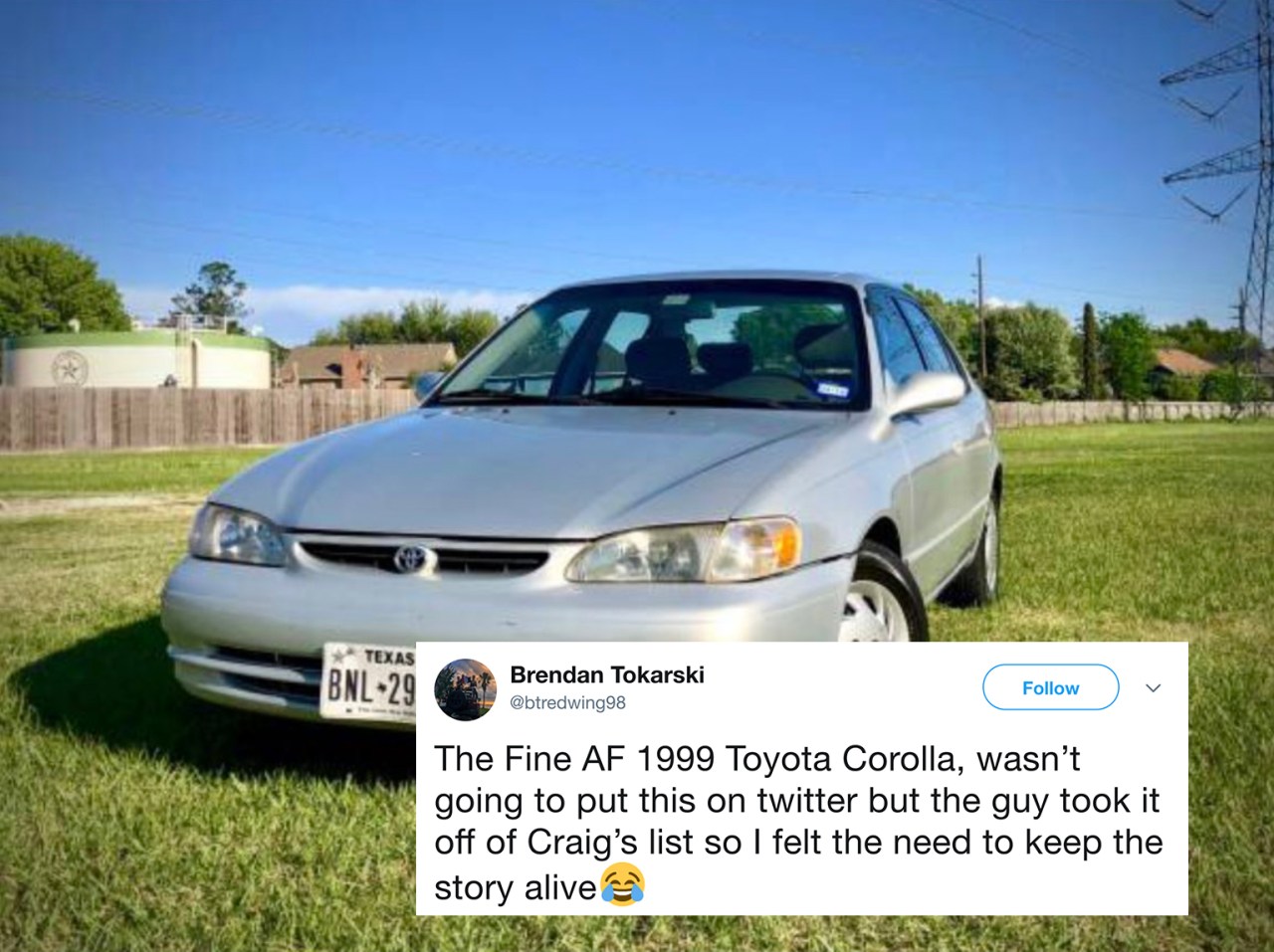 Toyota Corolla ad on Craigslist