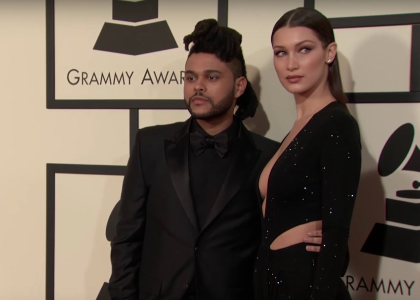 The Weeknd and Bella Hadid at the GRAMMY's red carpet