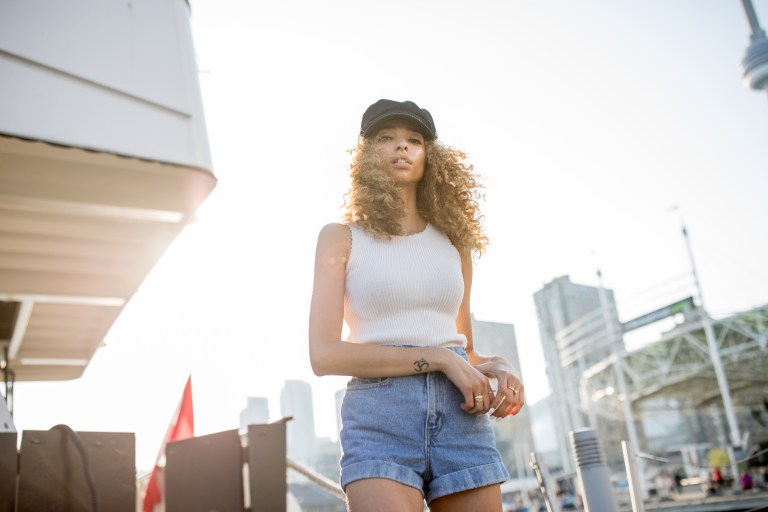 woman standing look confident