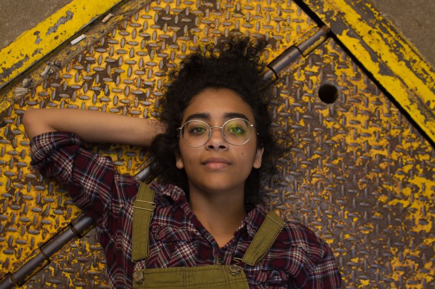 person wearing gray framed eyeglasses