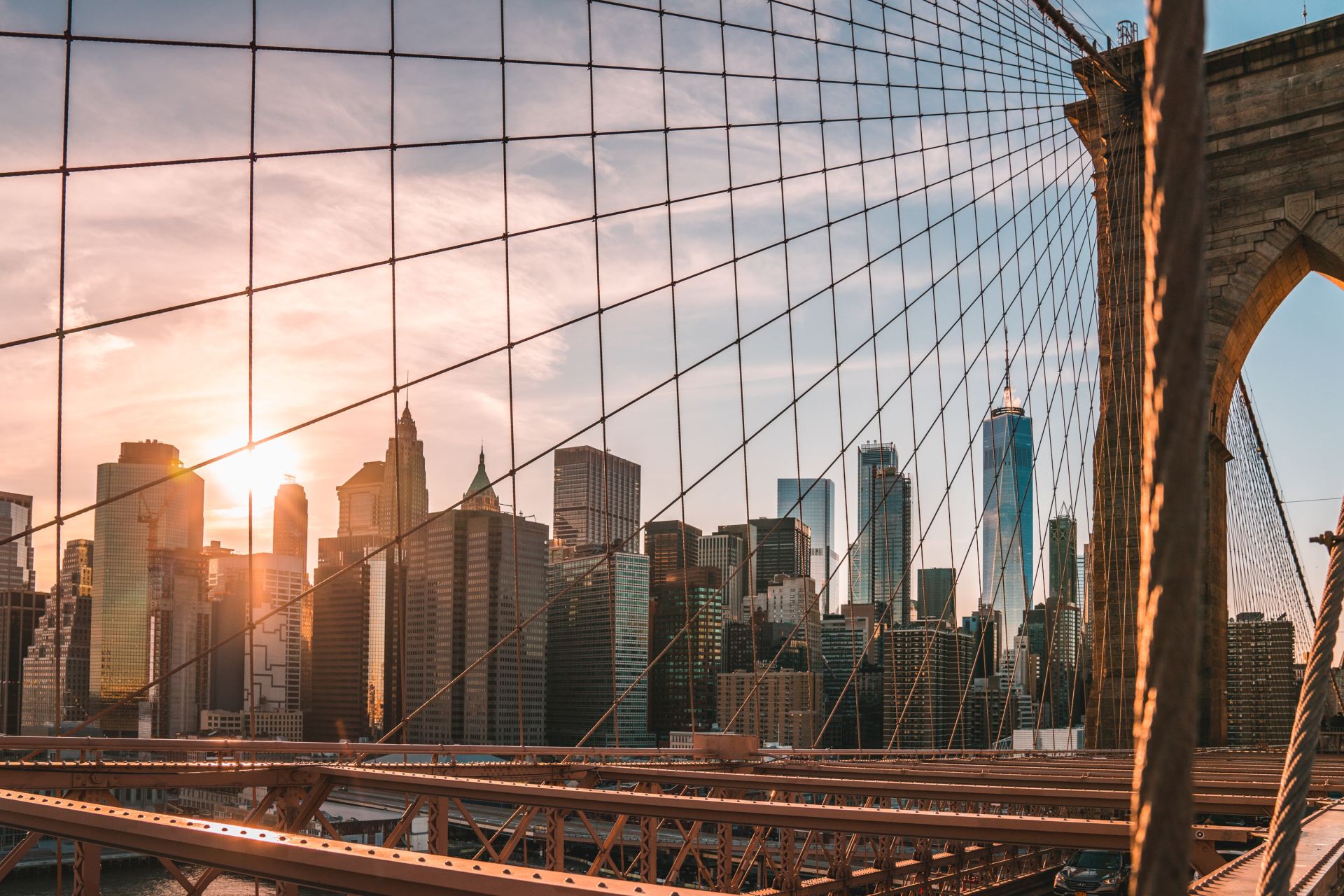 Brooklyn Bridge during golden hour