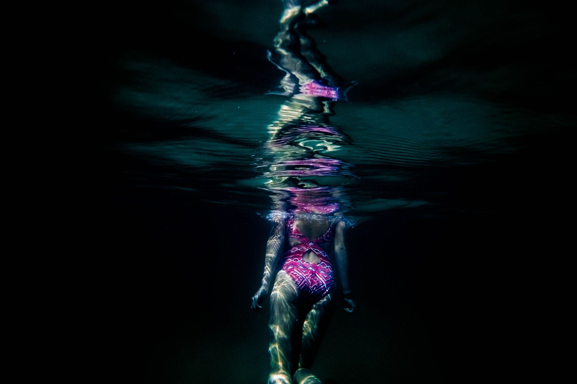 woman under water