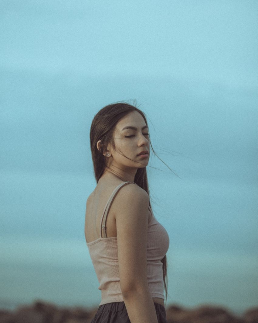 man in peach top