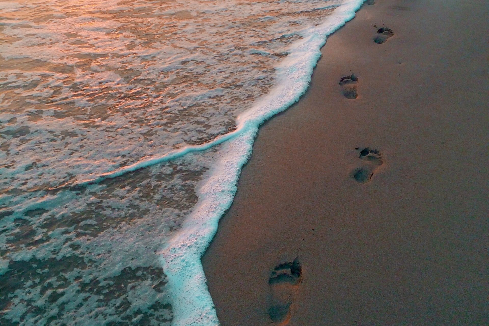 footprints on seashore