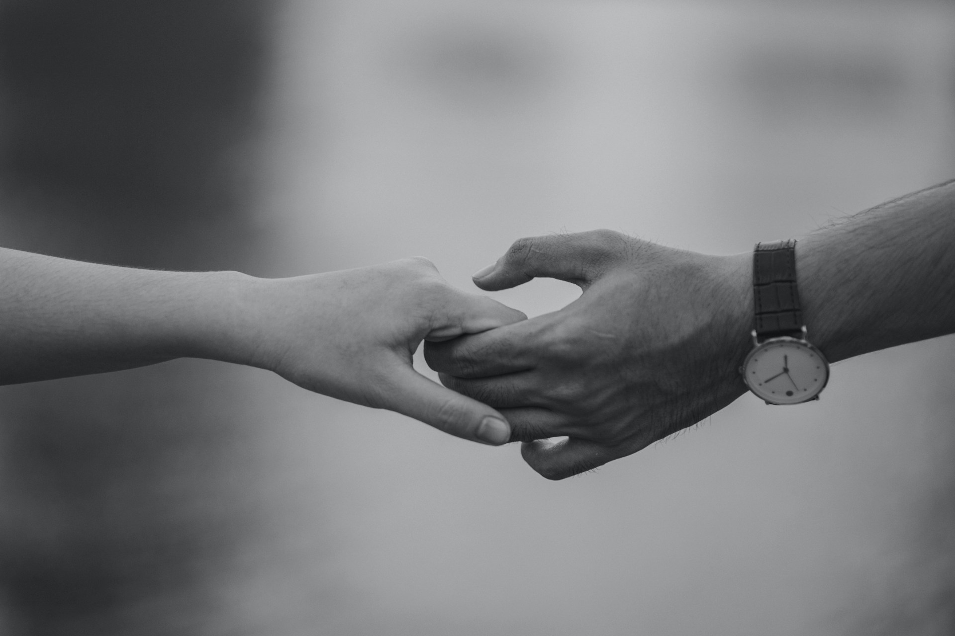 Monochrome Photo pf Couple Holding Hands