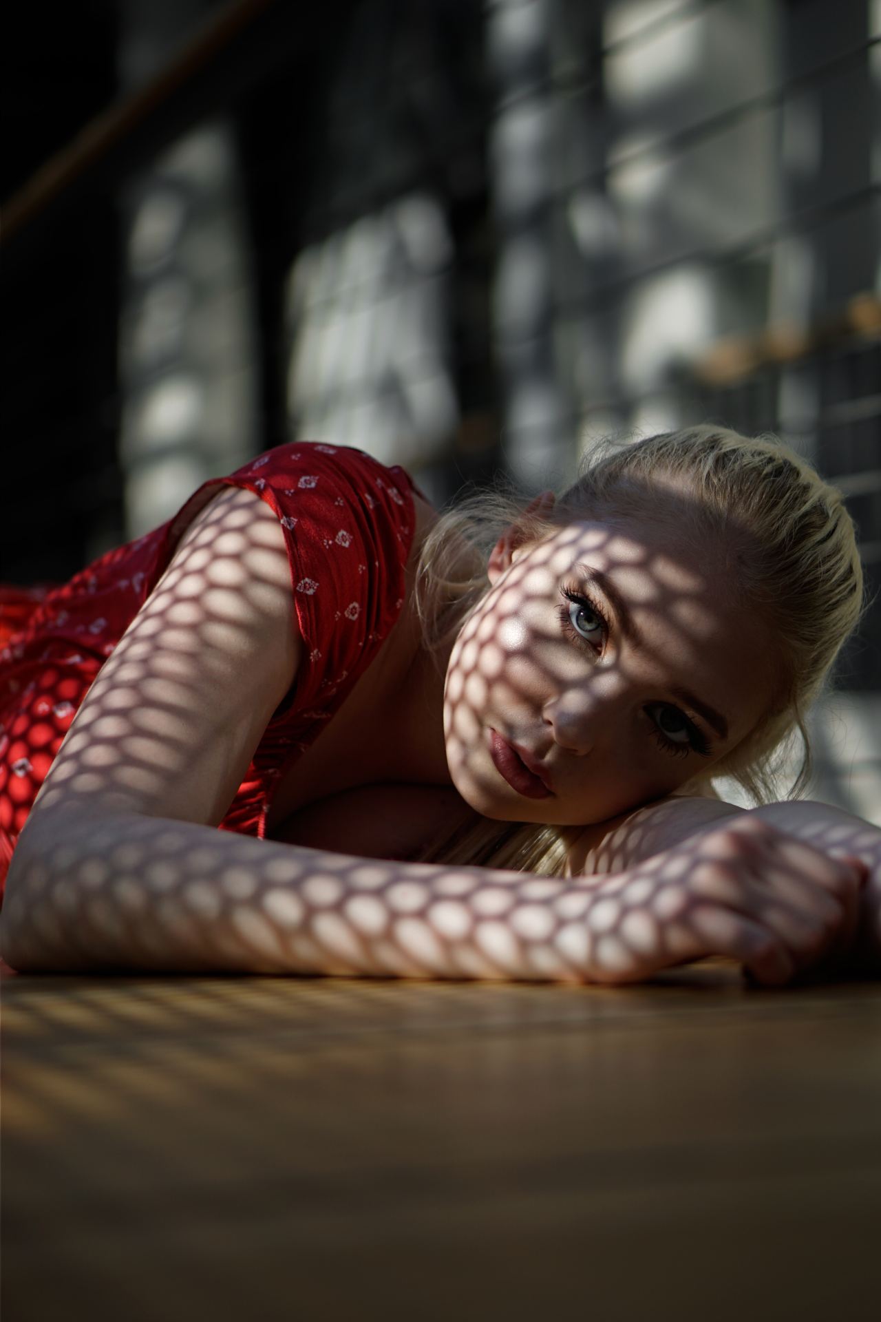 woman resting on table