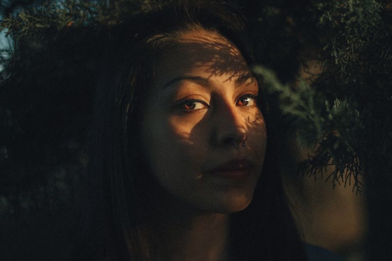 woman's face with shadow