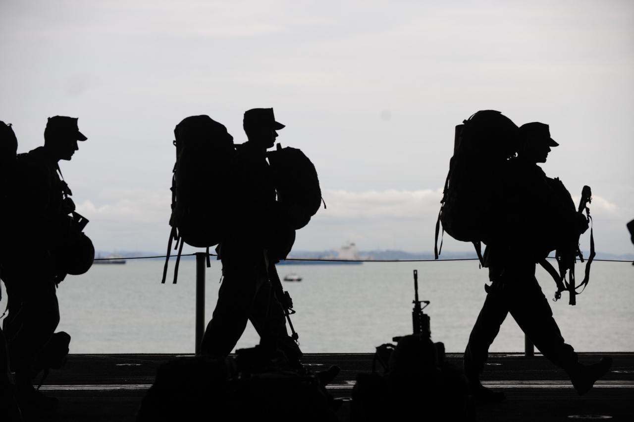 Line of Soldiers Walkin