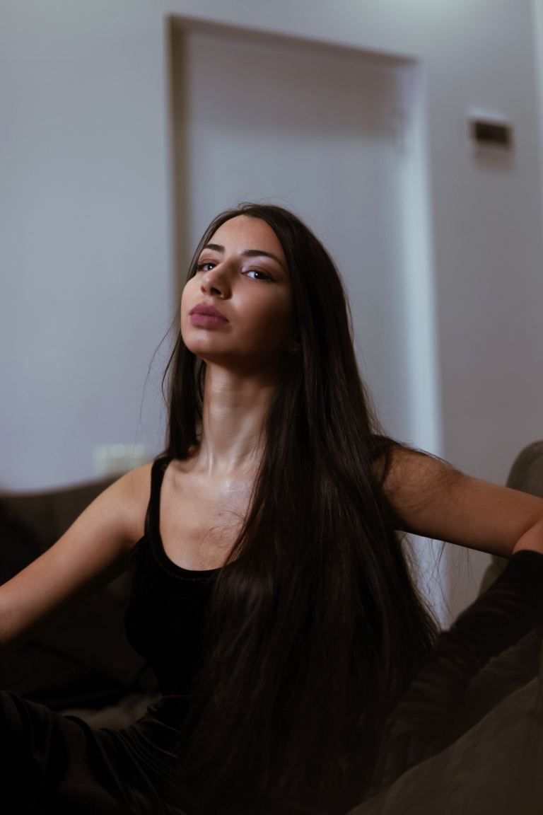 woman in black tank top