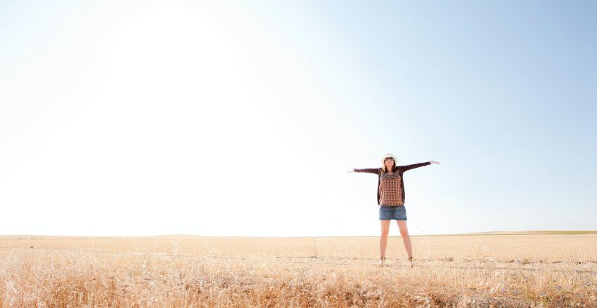 woman standing on field