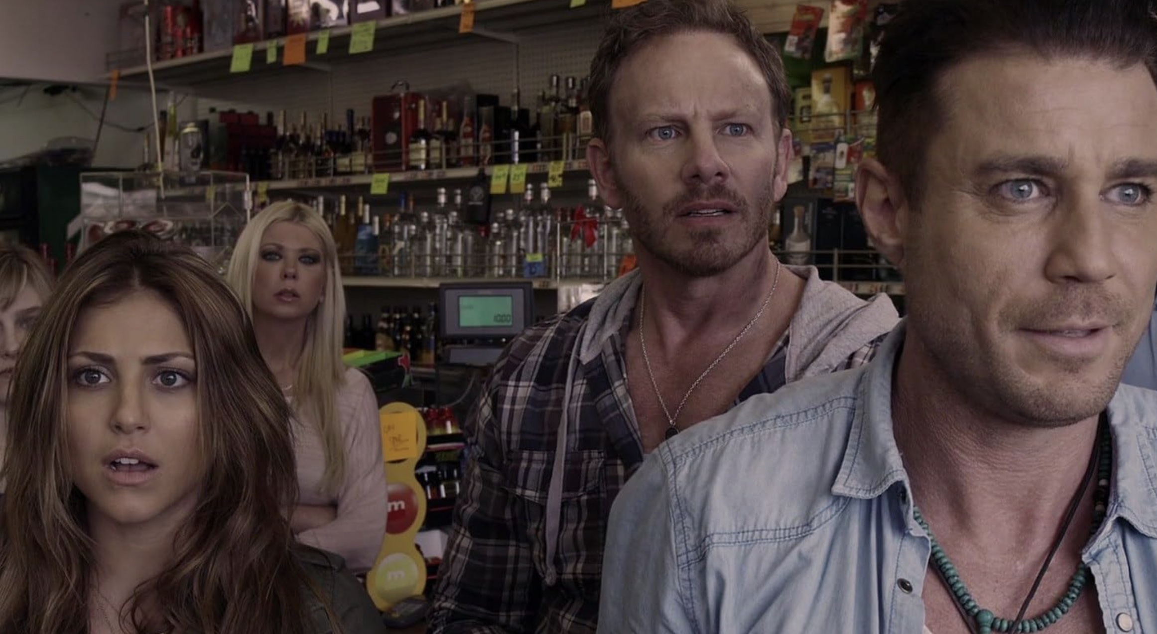 Tara Reid, Ian Ziering, Jaason Simmons, Cassandra Scerbo, and Aubrey Peeples in Sharknado (2013)