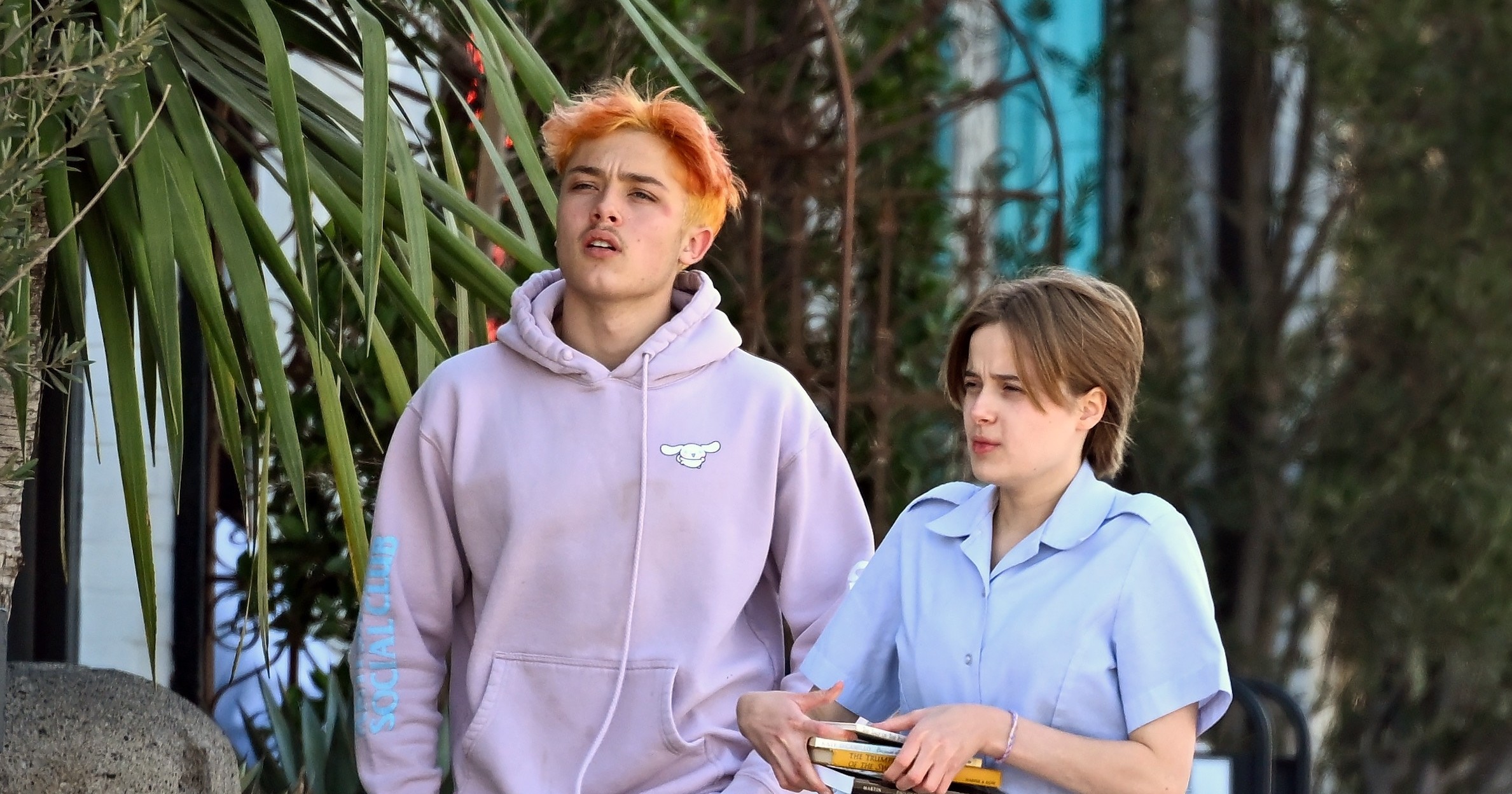 Vivienne Jolie-Pitt and twin brother Knox Jolie-Pitt outside a bookstore in Santa Monica, California