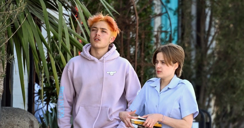 Vivienne Jolie-Pitt and twin brother Knox Jolie-Pitt outside a bookstore in Santa Monica, California