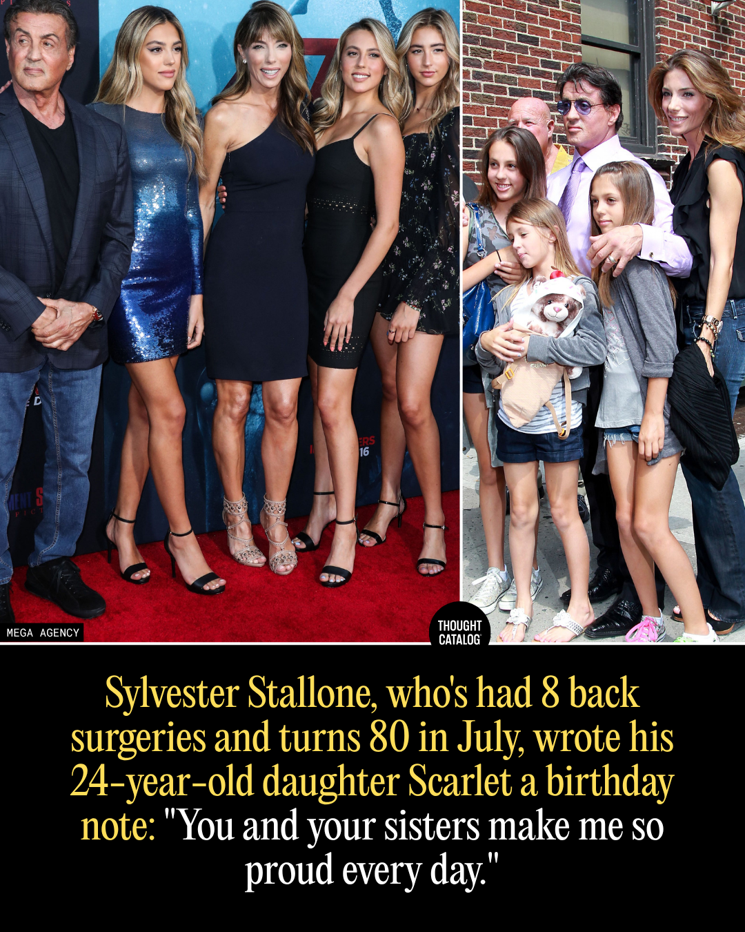 Sylvester Stallone, Who Turns 80 in July, Wrote His 24-Year-Old Daughter Scarlet a Birthday Note: "You And Your Sisters Make Me So Proud Every Day."